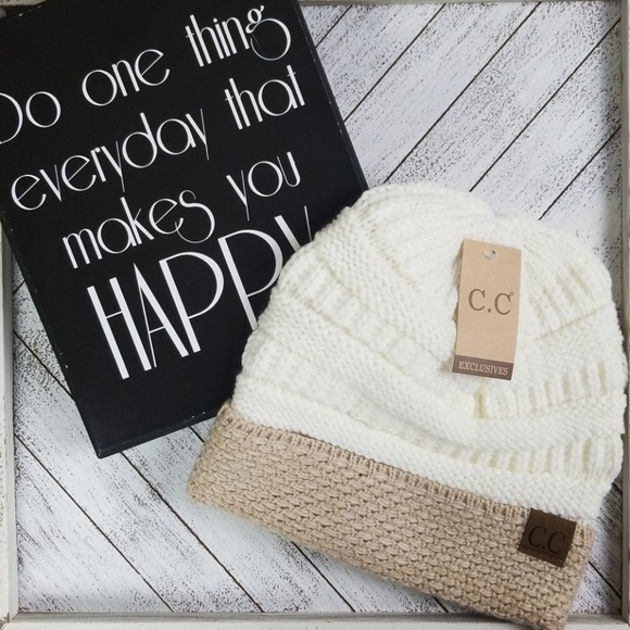 C.C Accessories - C.C. Boucle Cuff Beanie Ivory
